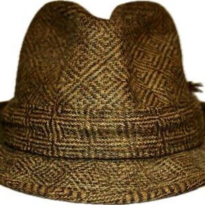 Stylish Brown Tweed Fedora Hat